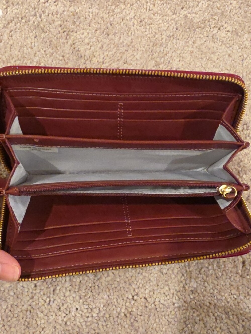 Coach Ashley Burgandy Ruched Zip-Around Wallet with Gold Logo - Picture 3 of 7